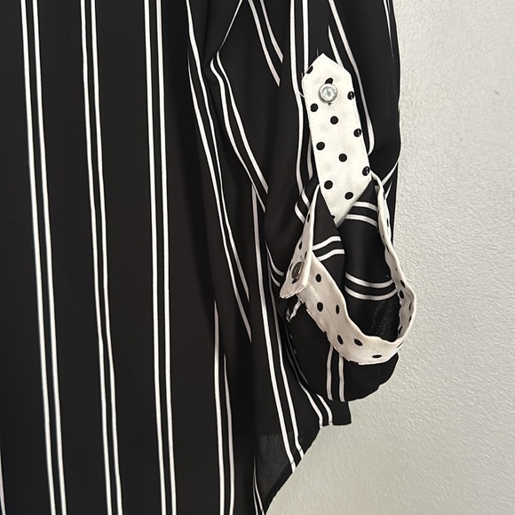 Zac & Rachel women black & off-white striped & polkadot button down shirt - Picture 12 of 13